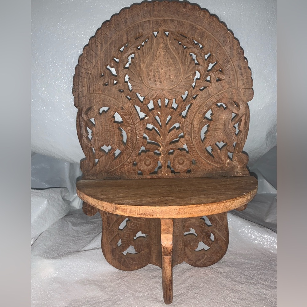 Small brown wooden shelf